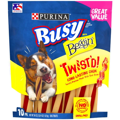 Purina Busy With Beggin' Made in USA Facilities Small/Medium Breed Dog Treats, Twist'd - 10 ct. Pouch