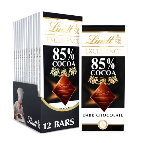 Lindt EXCELLENCE 85% Cocoa Dark Chocolate Bar, Dark Chocolate Candy, 3.5 oz. (12 Pack)