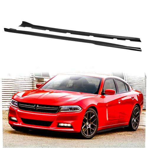 MODILOVER Side Skirts, Compatible With 2011-2023 Dodge Charger, PP Unpainted Black V3 Style Rocker Panel Side Splitter Bottom Line