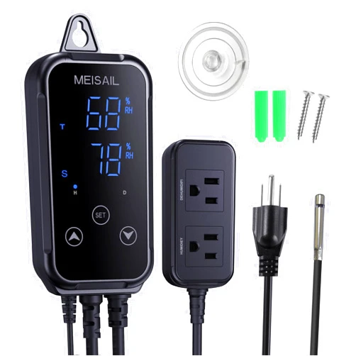 MEISAIL Humidity Controller Greenhouse Shiitake Mushrooms Humidifying dehumidifier humhumidistat controlleridity Humidity Switch Controller for Grow Ten thygrometer humidistat Controller