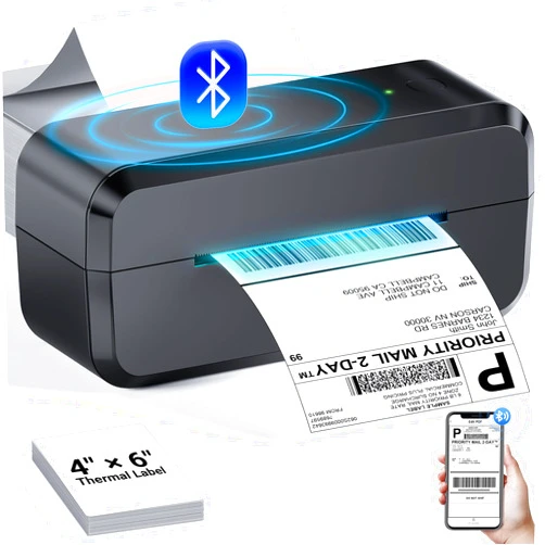 NelkoGlobal Bluetooth Thermal Shipping Label Printer, Wireless 4x6 Label Printer for Shipping Packages & Small Business, Compatible with Android, IOS, Windows and Mac, Widely Used for Ebay, Amazon, Shopify, Etsy