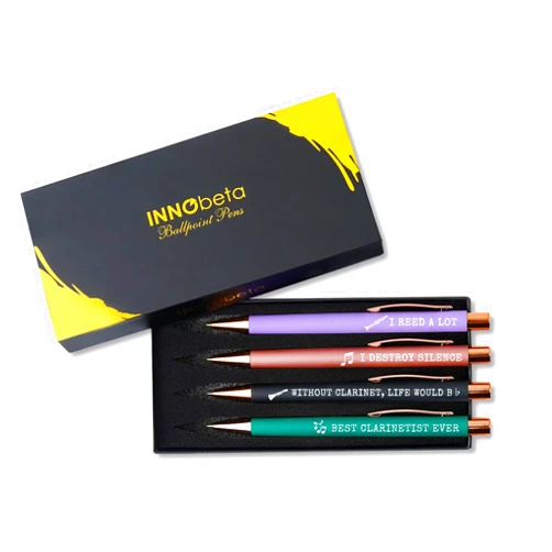 InnoBeta Clarinet Gifts, Ballpoint Pen Set of 4, Gift Ideas for Clarinet Players on Birthday, Christmas