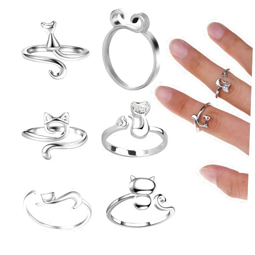 MASONEE Crochet Ring,Adjustable Yarn Crochet Ring for Finger Crochet Tension Rings for Crocheting Metal Open Yarn Guide Crochet Finger Yarn Holder 6pcs Knitting Crochet Loop Ring for Finger