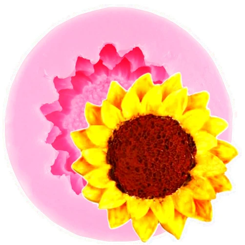 QDMOLDS Sunflower Silicone Molds 3D Flower Fondant Molds for Cake Decorating Cupcake Topper Candy Chocolate Flower Soap Wax Candle Polymer Clay Gum Paste
