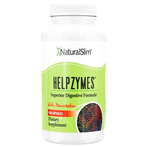 NaturalSlim Digestive Enzymes for Women & Men - Helpzymes Essential Enzymes for Digestion, Gut Health, Gas Bloating Relief with Bromelain, Ox Bile, Pancreatin. & Betaine HCL - 100 Capsules Solo
