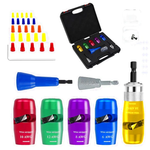 KREG Wire Stripper for Drill, Wire Twister Electrician Tool for Drill,Automatic Wire Stripper Cable Wire Connector Toolbox, Electrical Tools for Electrician, Improve Work Efficiency 10 Times, 10-Piece Kit