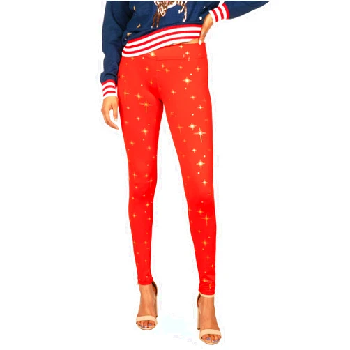 Tipsy Elves Christmas Leggings for Women - Comfy Festive Holiday Themed High and Mid Waisted Leggings
