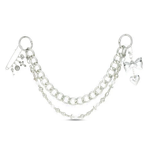 DoDoBeads Original 4 in 1 Silver Bag Charms, Bow Bag Charm, Purse Charms, Purse Keychain, Bag Accessories Charms, Cute Purse Charms for Handbags Designer