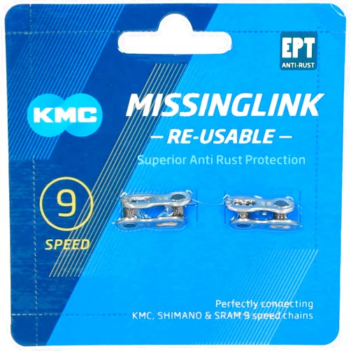 KMC 9 Speed EPT MissingLink, Dark Silver, Pack of 2