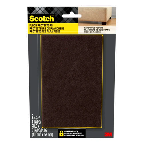 Scotch Felt Pads Brown, 2 Large Pads 4 x 6 in, Felt Furniture Pads For Protecting Hardwood Floors, Easy-to-apply, Self-Stick Design, Reliable Protection From Nicks, Dents & Scratches (SP820-NA)