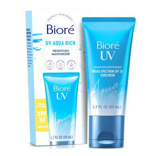Bioré Biore UV Aqua Rich SPF 30 PA+++ Daily Moisturizer Sunscreen for Face, For Sensitive Skin, Oil Free, Hyaluronic Acid, Vegan, Oxybenzone & Octinoxate Free, Dermatologist Tested, 1.7 Oz