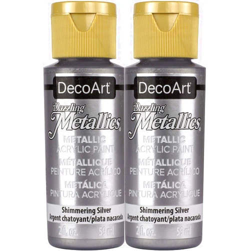 DecoArt Dazzling Metallics Acrylic Paint 2oz-Shimmer Silver