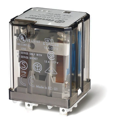 FINDER 62.32.8.024.0000 50-60HZ, 24V AC Coil, DPDT 15A, Plug-in Power Relay, 2 Poles, AGCDO Contact