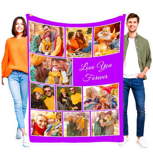MAZAOTEU Custom Blanket with Picture Photos Text, Personalized Mothers Day Birthday Gifts Love You Forever Blanket for Adult Mom Dad Grandma Grandpa Friends Family