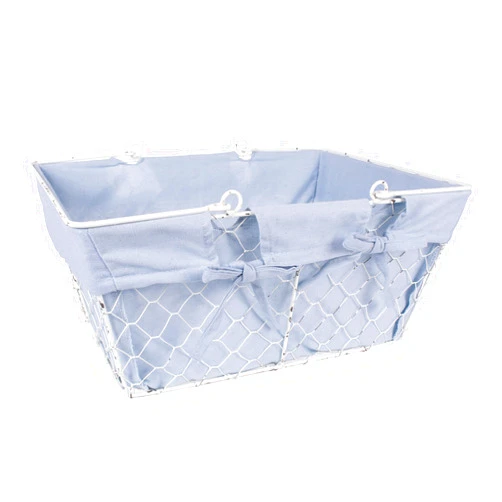 DII Farmhouse Chicken Wire Egg Basket, Storage Baskets with Liner, Denim, 16x12x7.88