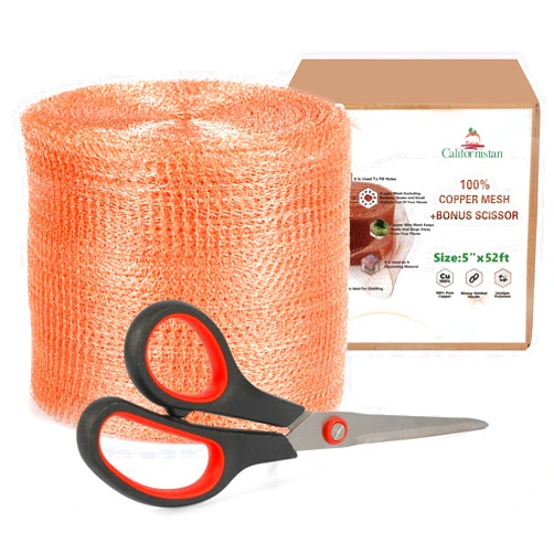 Californistan Copper Mesh Rodent Control, 5in x 52ft- Rustproof Copper Mesh Roll for Rodent, Bat & Snail - Perfect for Hole Blocking, Gardening & Sealing Water Opening - Plus Special Bonus Scissor