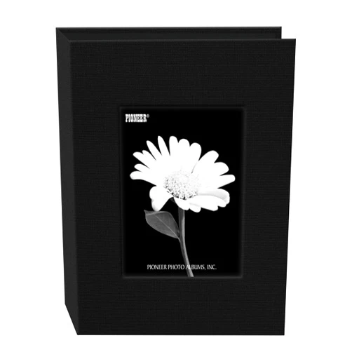 Pioneer Photo Albums Mini Fabric Frame Cover Photo Album 24 Pockets Hold 4x6 Photos, Deep Black