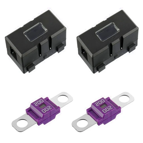 BOJACK 200 Amp AMI/Midi Fuse Holders and High Current Bolt-on Midi Fuses 200A for Cars Trucks Vehicles (Pack of 2