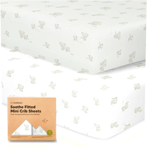 KeaBabies 2-Pack Mini Crib Sheets Fitted - Pack N Play Sheets for Pack and Play Mattress, Organic Cotton, Soft & Breathable Jersey Playard Bedding, Neutral Mini Toddler Bed Cover for Boys, Girls (Elly)