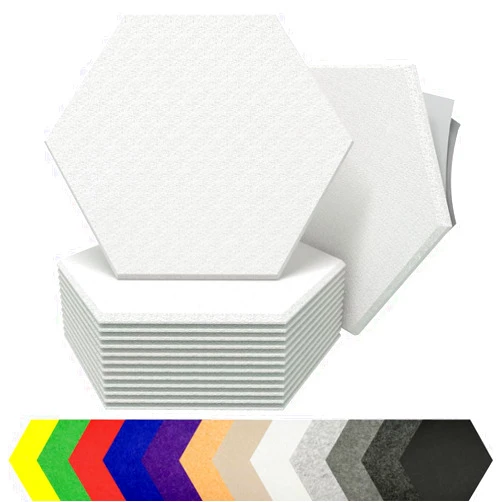 SoundAssured Hexagon Acoustic Panels for Sound Dampening - 12 Pack Self Adhesive Sound Absorption Panels - Eco Friendly Acoustic Treatment for Echo Reduction (White)