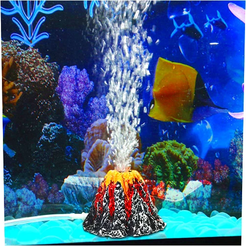 YYWJ Fish Tank Volcano Ornaments Bubble Maker,Aquarium Volcano Ornament Kit, Air Bubbler Stone Aquarium Fish Tank Decorations-Not Included LED Light Air Pump and Tube