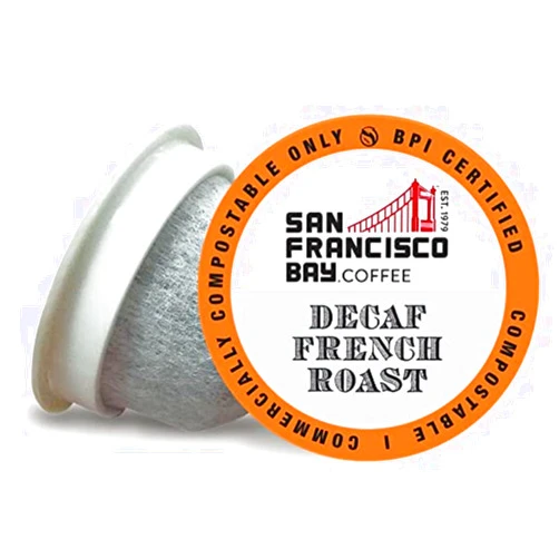 San Francisco Bay Compostable Coffee Pods - DECAF French Roast (120 Ct) K Cup Compatible including Keurig 2.0, Dark Roast, Swiss Water Processed