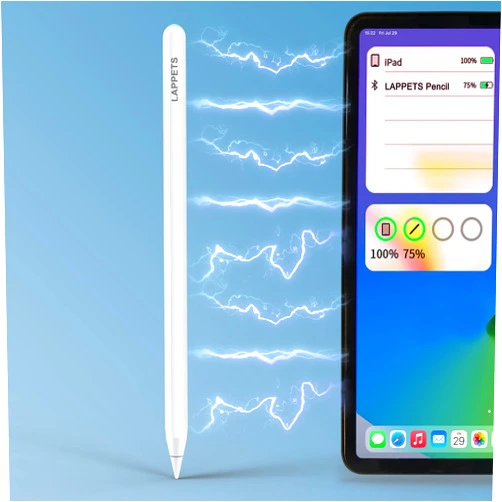 Lappets Magnetic Wireless Charging Stylus Pen Compatible with 2018-2023 Apple iPad Pro (11/12.9 Inch), iPad Air 4th/5th Gen,iPad Mini 6th Gen, iPad Pencil 2nd Generation with Palm Rejection (White 1)