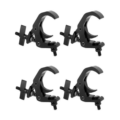 QWORK Truss Clamp Stage Lights Clamp, 4 Pack Heavy Duty 330-pound Black Clamps for Moving Head Stage Lighting Fixtures, 1.57-2.36 Inch Fit 40-60 mm OD Pipe