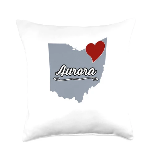 Portage County - Clothing and Merch Aurora-Ohio | OH City State USA-Cute Souvenir-Throw Pillow, 18x18, Multicolor