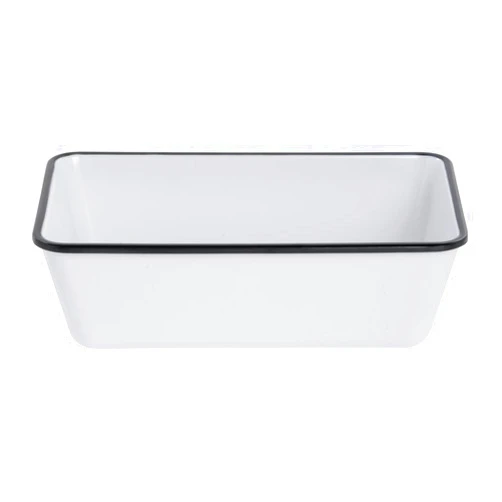 HUBERT Serving Bowl Enamelware Look Melamine White/Black - 10 1/2 L x 6 1/2 W x 3 1/10 D