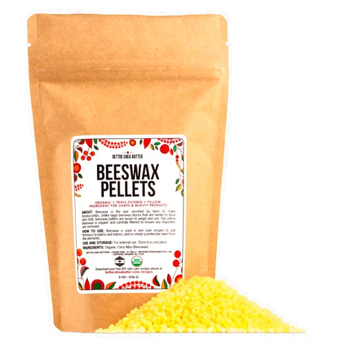 Better Shea Butter Organic Beeswax Pellets | Use it to Make Candles, Food Wraps, Furniture Polish, Lip Balms | Food Grade, 100% Pure, Yellow Beeswax Pastilles | 8 oz