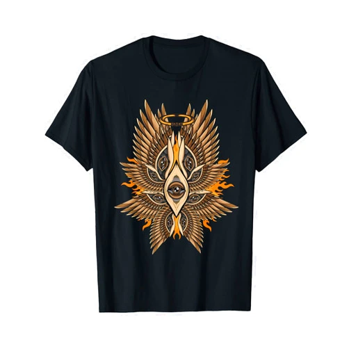 Celestial Visionary Artwork and Esoteric Designs Biblically Accurate Angel Ophanim Mystical Wings T-Shirt