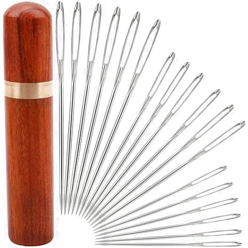 yklbpd 18 Pieces Large Eye Sewing Needles, Handmade Yarn Knitting Needles, Sewing Sharp Needles, Stainless Steel Embroidery Thread Needle Leather ​Needle Tapestry Needle