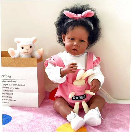 Cosheng Lifelike Reborn Baby Dolls Black Girl-20 Inch Realistic Newborn Baby Dolls African American Real Life Baby Doll Toy for Kids Age 3+