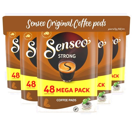 Senseo Strong Dark Roast Coffee Pods, 5 Packs, 240 Count, Bold Flavor, Crema Layer on Top, Compatible with PeleCom Machine