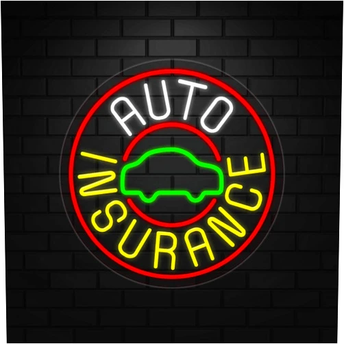 CommerceSigns Auto Insurance Neon Sign for Retail Displays | Value priced LED Flex Neon | Electronic Light Up LED Sign for Windows/Walls | 26