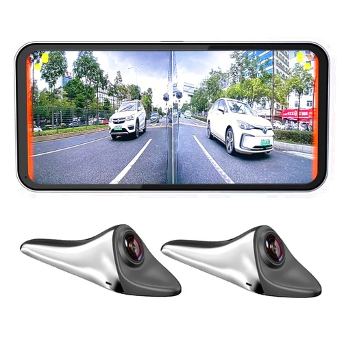 GRLATG car blind spot camera paired with car blind spot display system, blind spot driving recorder, BSD blind spot warning assistance, blind spot monitoring BSM, camera monitoring system CMS (Silver)