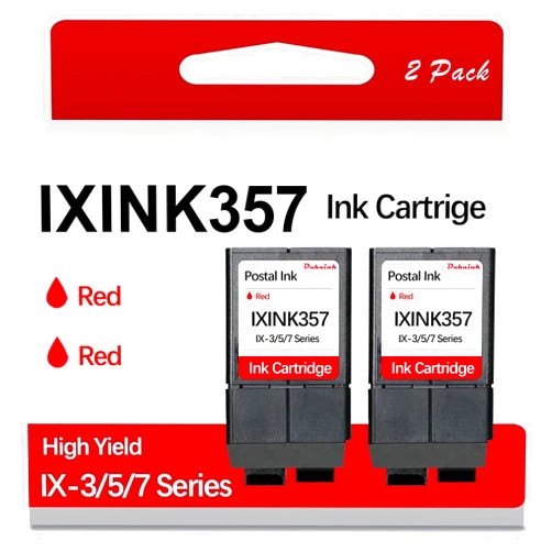 Duhaink 2 Pack IXINK357 Neopost Compatible Ink Cartridge Replacement for IX-3 IX-5 IX-7 Pro Series Mailing Systems Postage Meter Fluorescent Red Postage Ink