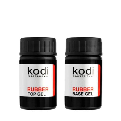 kodi professional Rubber Base and Top Coat Gel Polish UV LED - Base Coat & Top Coat Set Nails Manicure Kit Gel Nail Polish for Long-Lasting Nails (2 x 14 ml)