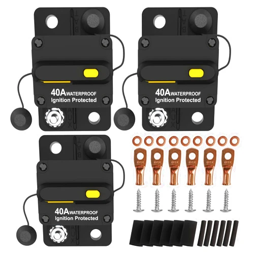 M1A2 40 Amp Circuit Breaker with Manual Reset Car Marine Trolling Motors Boat RV ATV 12V-48VDC Waterproof Audio System Fuse