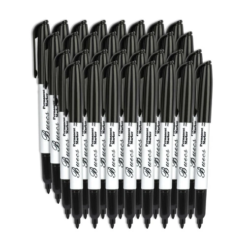 Buecs Permanent Markers, 80 Count Black Permanent Markers, Fine Point, Waterproof & Smear Proof Markers, Quick Drying, Office Supplies for School, Office, Home