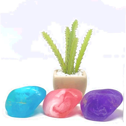 Linara Boutique Soap Gemz│Handmade Soaps that resemble precious gemz│3 x 25g mini soap rocks│ (Rose Quartz, Lavender Amethyst, Fresh Turquoise)
