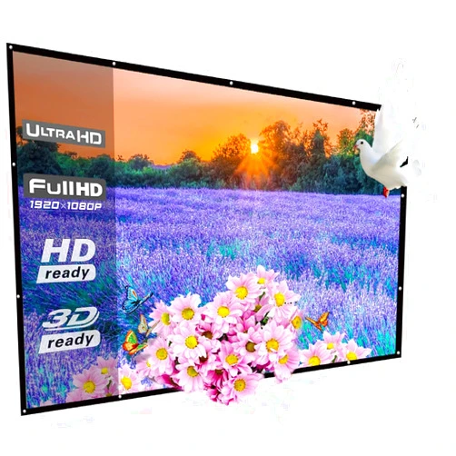 WRLSUN 200 Inch Portable Outdoor Projector Screen, WRLSUN 16:9 Folding HD Big Size Canvas Movie Screen for Home Theater, School, Office, Party, Sports Events