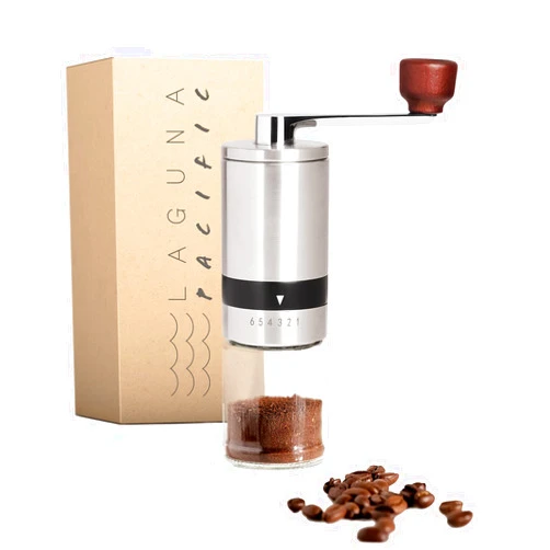 Laguna Pacific Manual Coffee Bean Grinder | 6 Coarseness Settings | Espresso Grinder, Cold Brew, French Press, Drip, | Burr Coffee Hand Grinder Coffee Mill | Home, Portable, Camping, Travel