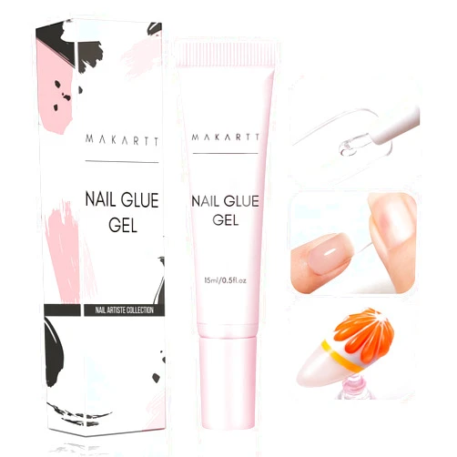 Makartt Gel Nail Glue, Solid Nail Glue for Press on Nails for Soft Gel Nail Tips 15ML Nail Lamp Needed Multifunctional Nail Tools Strong Adhesive Rhinestone Glue Gel for Nail Charms Nail Gems