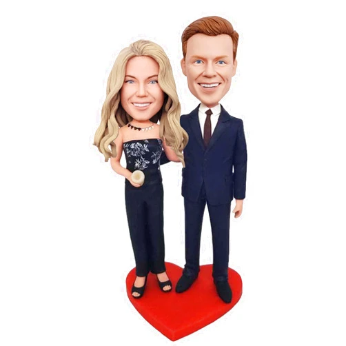 FASHIONBОBBLEHEAD Custom Bobbleheads Figurine Customized Doll,Anniversary Couple Custom Bobble Head, Bobble Head Figures Handmade Personalized Sculpture Gift for Couple