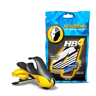 HeadBlade Store HeadBlade Moto Men's Head and Skull Shaving Razor - Revolutionary Dual Active Suspension & HB4 Refill Shaving Razor Blades (4 Blades)