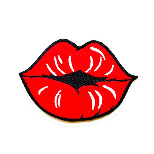 Tyga_Thai TH Pretty Red Lips Lipstick Sexy Girls Lady Kiss Sew Iron on Embroidered Applique Badge Sign Patch Clothing