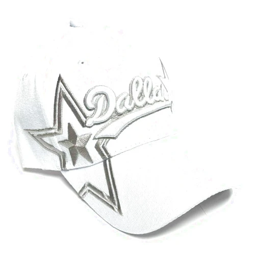 RMW Dallas City White Fully Embroidered Hat Cap Cowboy Star Adult Men's Adjustable
