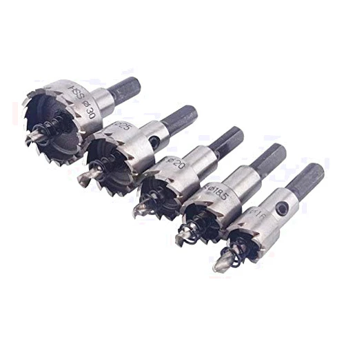 ChgImposs 5Pcs 16-30mm 5/8-Inch to 1-3/16 Inch HSS Hole Saw Cutter, Drill Bits Set Heavy Duty Tool Kit for Stainless Steel, Aluminum Alloy, Plastic and Wood